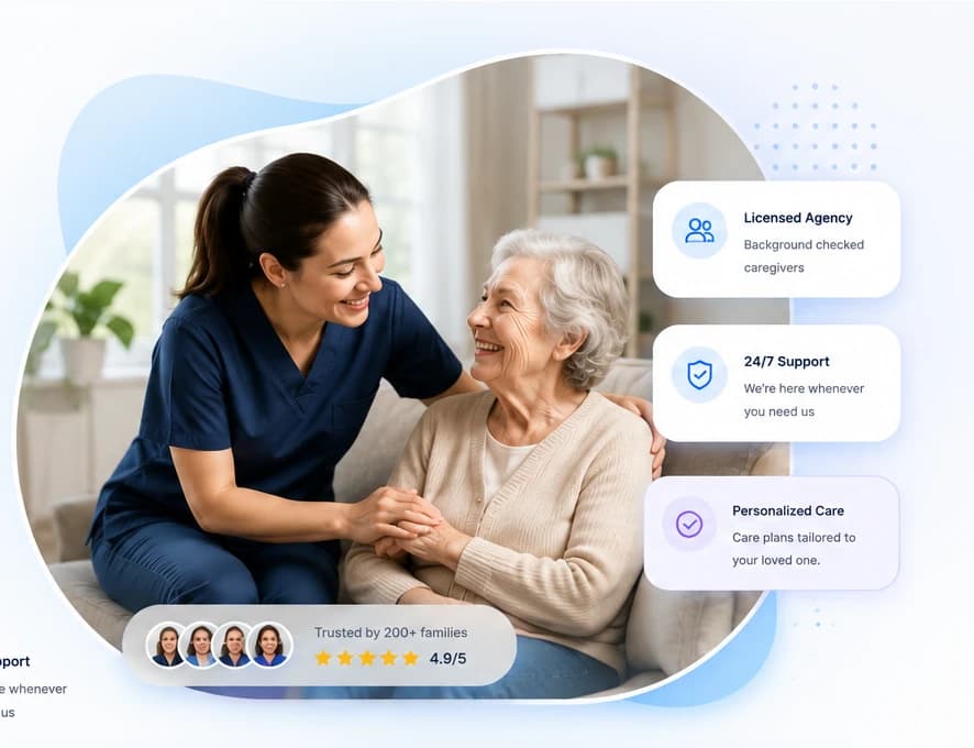 Pavan Homecare caregiver providing compassionate support to senior lady at home
